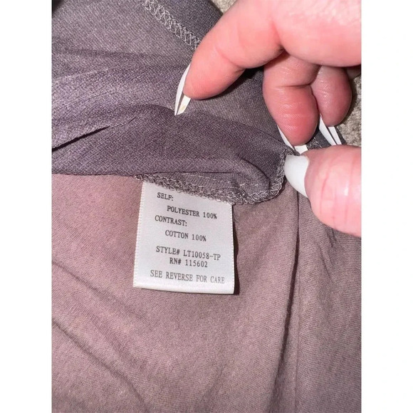 Lush Clothing smoky LavenderSheer Collared Blouse Size M Short Sleeve Casual Top - Picture 6 of 7